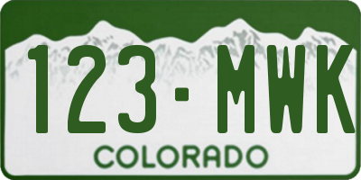 CO license plate 123MWK