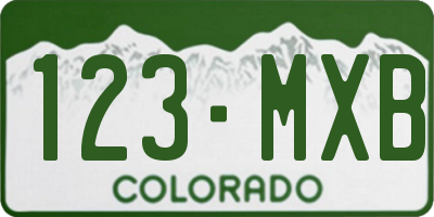 CO license plate 123MXB