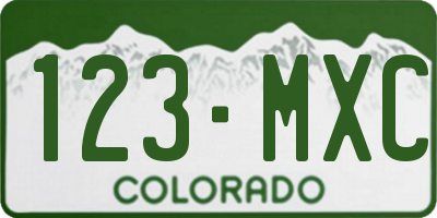 CO license plate 123MXC
