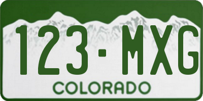 CO license plate 123MXG