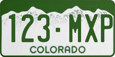 CO license plate 123MXP