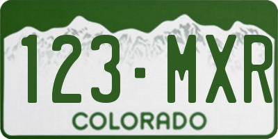 CO license plate 123MXR