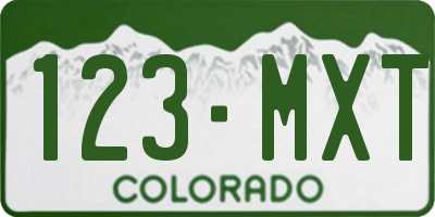 CO license plate 123MXT