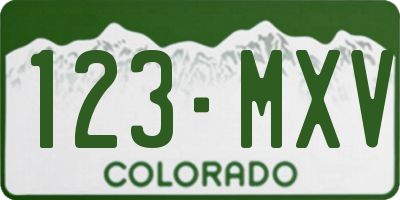 CO license plate 123MXV
