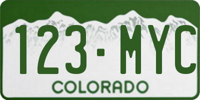 CO license plate 123MYC