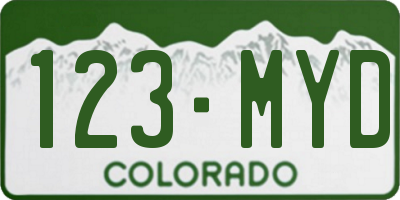 CO license plate 123MYD