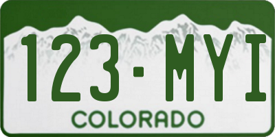 CO license plate 123MYI