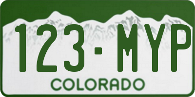 CO license plate 123MYP