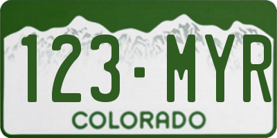CO license plate 123MYR
