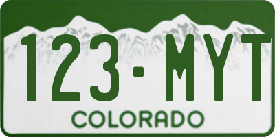 CO license plate 123MYT