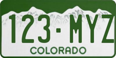 CO license plate 123MYZ