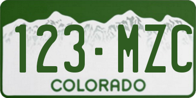 CO license plate 123MZC