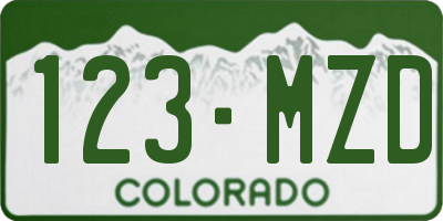 CO license plate 123MZD