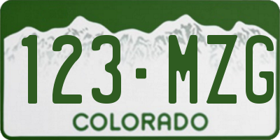 CO license plate 123MZG