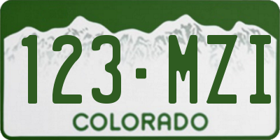 CO license plate 123MZI