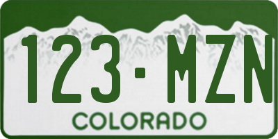 CO license plate 123MZN