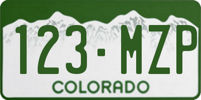 CO license plate 123MZP