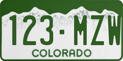 CO license plate 123MZW