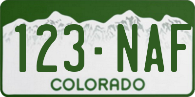 CO license plate 123NAF
