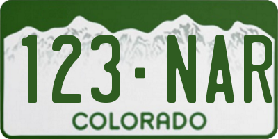 CO license plate 123NAR