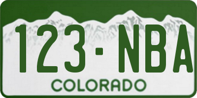 CO license plate 123NBA