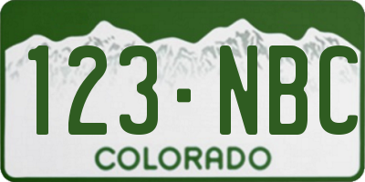 CO license plate 123NBC