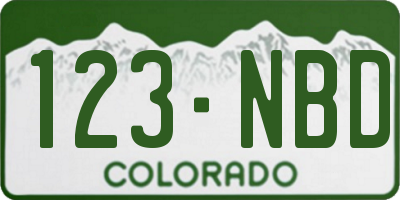 CO license plate 123NBD