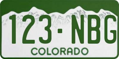 CO license plate 123NBG