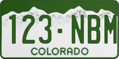 CO license plate 123NBM