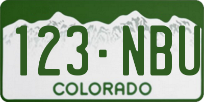 CO license plate 123NBU