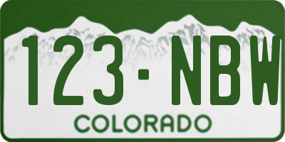 CO license plate 123NBW