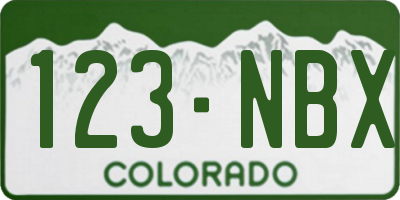 CO license plate 123NBX