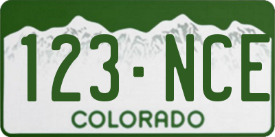 CO license plate 123NCE