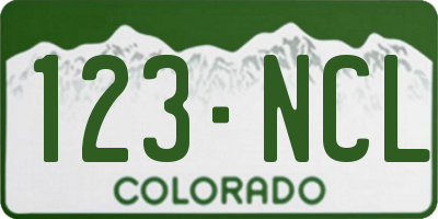 CO license plate 123NCL