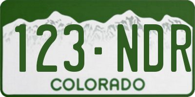 CO license plate 123NDR