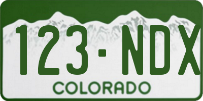CO license plate 123NDX