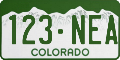 CO license plate 123NEA