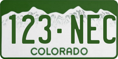 CO license plate 123NEC