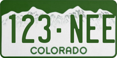 CO license plate 123NEE
