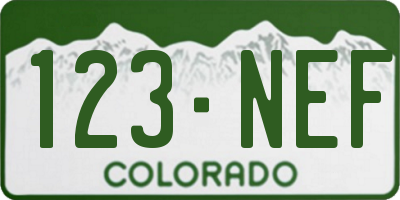 CO license plate 123NEF