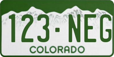 CO license plate 123NEG