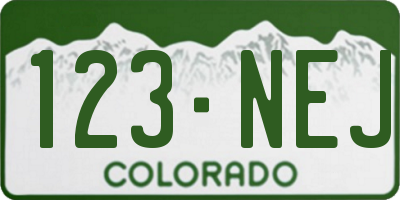 CO license plate 123NEJ