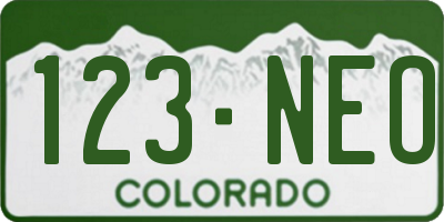 CO license plate 123NEO