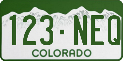CO license plate 123NEQ