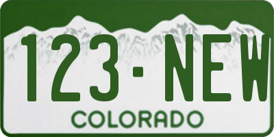 CO license plate 123NEW