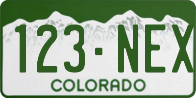 CO license plate 123NEX