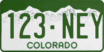 CO license plate 123NEY