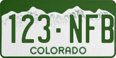 CO license plate 123NFB