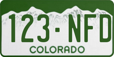 CO license plate 123NFD