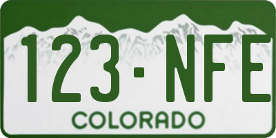 CO license plate 123NFE